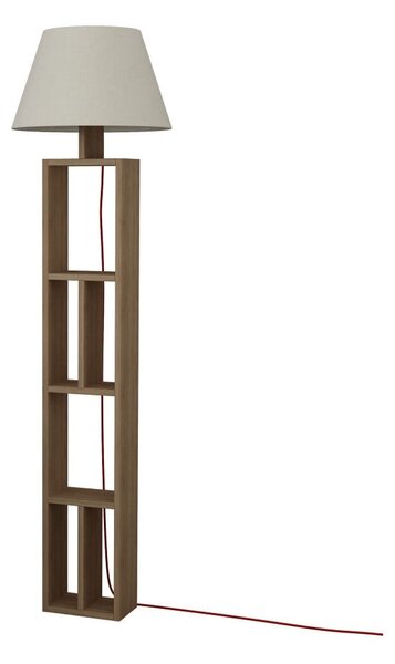 Dřevěná stojací lampa s bílým textilním stínidlem Homitis Giorno