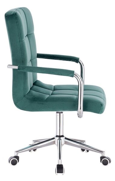 LuxuryForm DESIGN Židle VERONA VELUR na stříbrné podstavě s kolečky - zelená