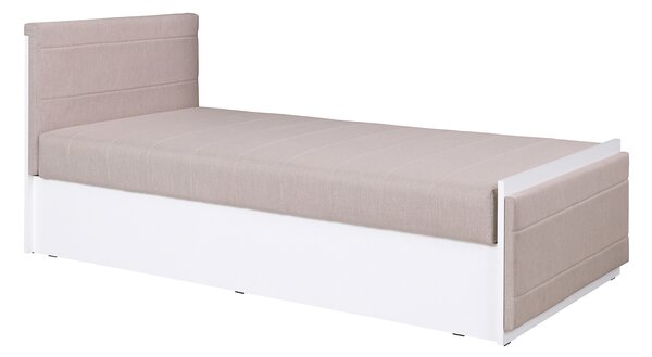 Jednolůžková postel 90 cm Iweta P (bílá matná + béžová) (s roštem a matrací). 1051766