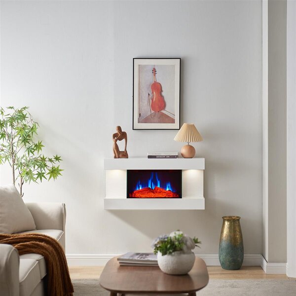 Elektrický nástěnný krb BALDERIA Ida – výkon až 1800 W, 3D efekt plamenů, bílý