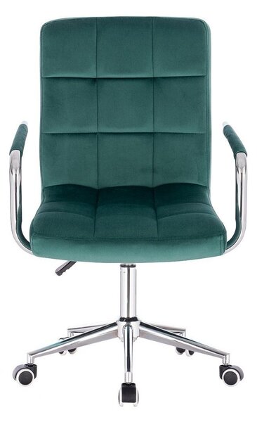 LuxuryForm DESIGN Židle VERONA VELUR na stříbrné podstavě s kolečky - zelená