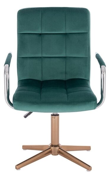 LuxuryForm DESIGN Židle VERONA VELUR na zlatém kříži - zelená
