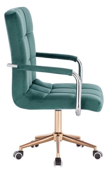 LuxuryForm DESIGN Židle VERONA VELUR na zlaté podstavě s kolečky - zelená