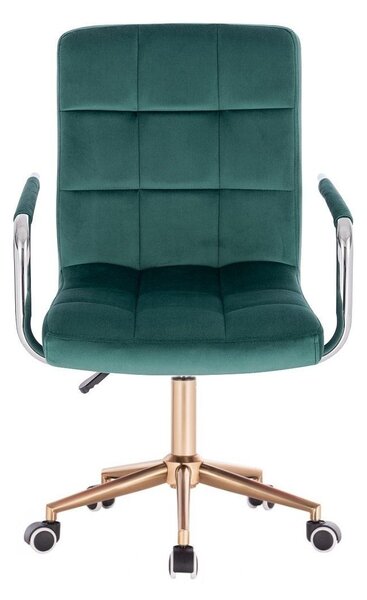 LuxuryForm DESIGN Židle VERONA VELUR na zlaté podstavě s kolečky - zelená