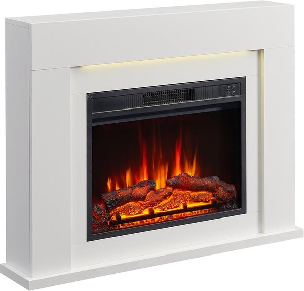 Elektrický krb, stojací model BALDERIA, design Finn – výkon až 2000 W, bílý