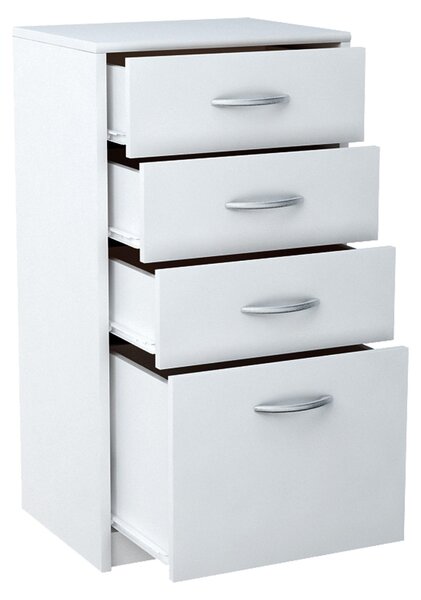Komoda se 4 zásuvkami s matným povrchem, komoda šířka 45 cm dřevěná skříňka komoda příborník highboard bílá