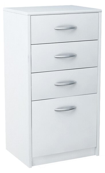 Komoda se 4 zásuvkami s matným povrchem, komoda šířka 45 cm dřevěná skříňka komoda příborník highboard bílá