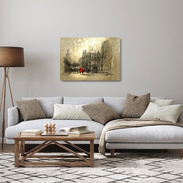 Skleněný obraz - Skica městečka (70x50 cm)