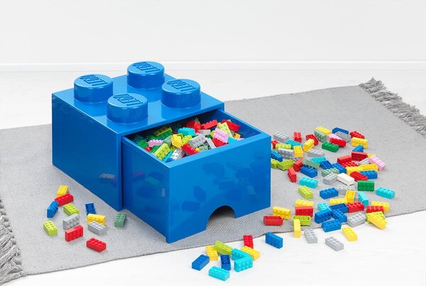 Modrý stolní box se zásuvkou LEGO®, 15 x 16 cm