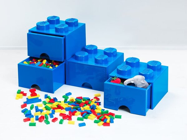 Modrý stolní box se zásuvkou LEGO®, 31 x 16 cm