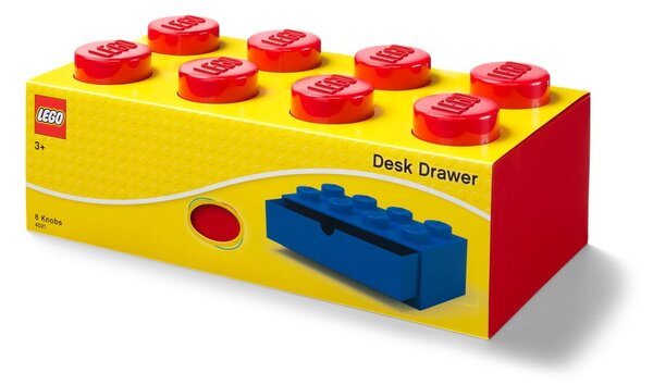 Červený stolní box se zásuvkou LEGO®, 31 x 16 cm