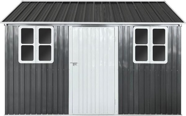 Kondela Plechový zahradní domek Gabko 360x310x250 cm - antracit / bílá