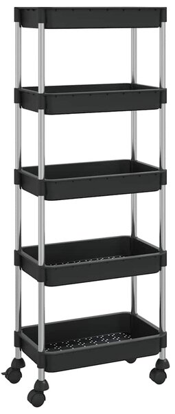 Kuchyňský vozík s 5 patry černý 42x29x128 cm železo a ABS 336331