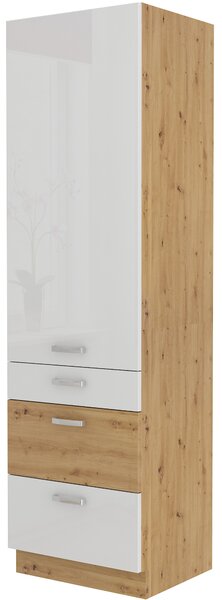 Potravinová kuchyňská skříňka Arryn 60 DKS-210 3S 1F (dub artisan + lesk bílý). Vlastní profesionální přeprava až k Vám domů 1024697