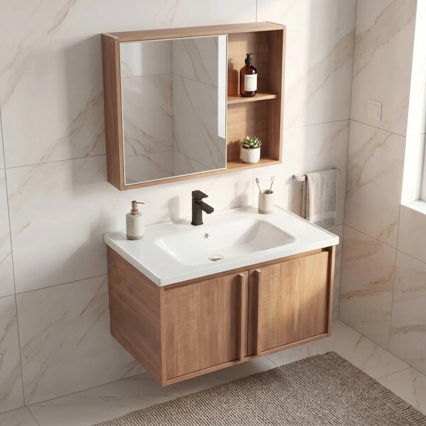 Sada Koupelnového Nábytku S Umyvadlem Rea Gama T25023 Hhl 70Cm Hnědý