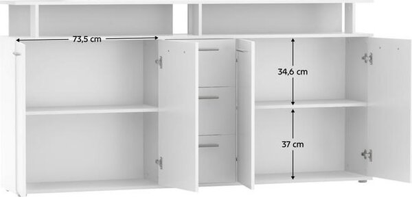 Kondela Čtyřdveřová komoda se zásuvkami Albi - bílá
