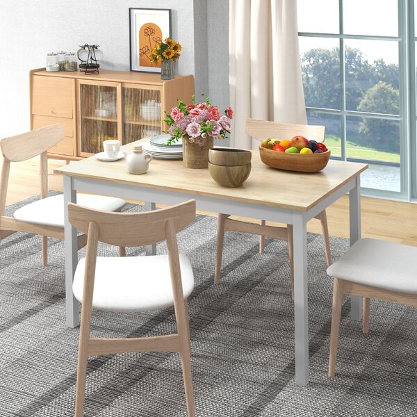 HOMCOM Jídelní Stůl, Kuchyňský Stůl, Konstrukce z Masivního Dřeva, 4 Osoby, Jídelní Stůl, Vintage Design, 120 cm, Přírodní a Bílá | Aosom