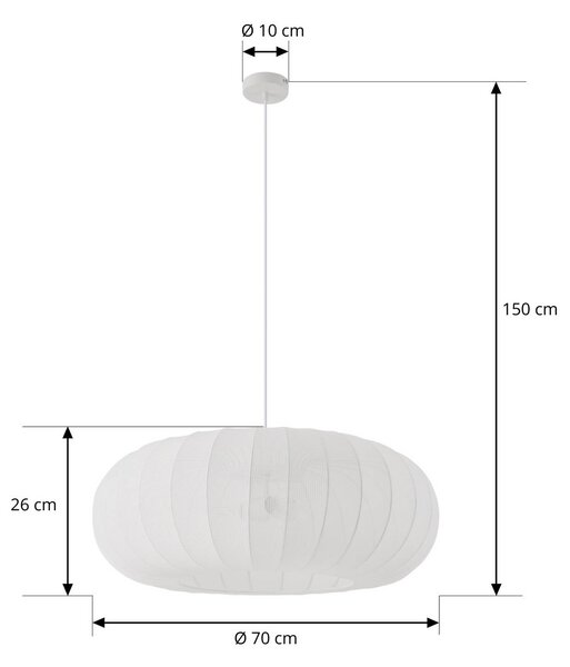 Lindby závěsné světlo Helin, bílé, Ø 70 cm, textil, 3 x E27, stmívatelný, Bílá / opál, Obývací pokoj / jídelna, Textil / tkanina / hedvábí, Skandinávský