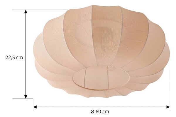 Lindby Stropní světlo Helin, béžové, Ø 60 cm, textil, 3 x E27, stmívatelný, Krémová / jantar, Obývací pokoj / jídelna, Textil / tkanina / hedvábí, Skandinávský