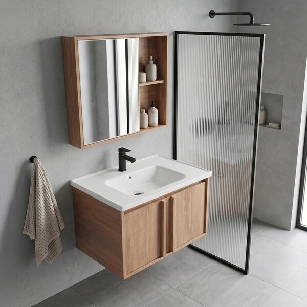 Sada Koupelnového Nábytku S Umyvadlem Rea Gama T25023 Hhl 60Cm Hnědý