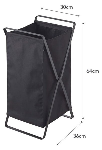 Černý skládací koš na prádlo YAMAZAKI Tower Laundry