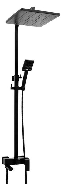 Erga Cube, sprchová souprava s pákovou baterií, vanovou výlevkou a dešťovou hlavicí 30x30cm, černá matná, ERG-YKA-BP.CUBE-30-BLK