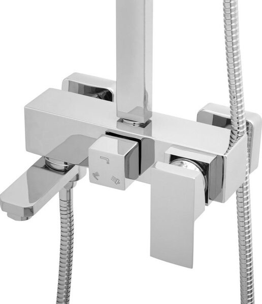 Erga Cube, sprchová souprava s pákovou baterií, vanovou výlevkou a dešťovou hlavicí 30x30cm, chromová, ERG-YKA-BP.CUBE-30-CHR