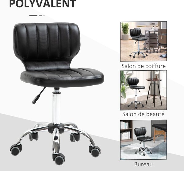 HOMCOM Kolektivní Stolička - 360° otočná pracovní stolička - ergonomická stolička - nastavitelná výška sedáku 47-62 cm - polstrovaný syntetický povrch