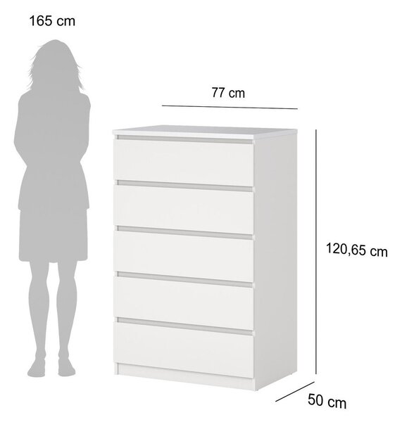 Bílá komoda 77x121x50 cm Naia – Tvilum