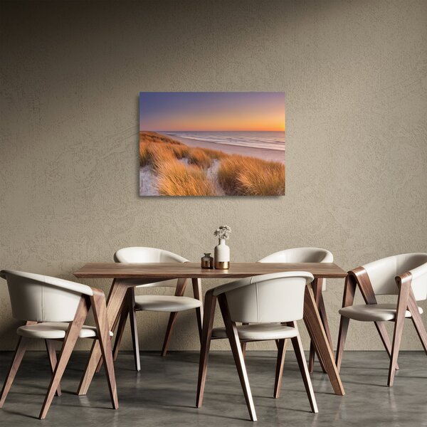 Skleněný obraz - Pláž při západu slunce (70x50 cm)