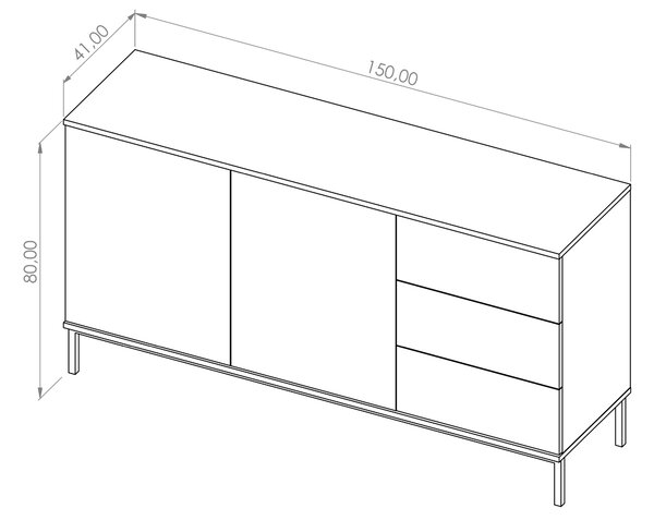 HezkýNábytek.cz Komoda Quebec K2D3SZ (bílá matná). 1051862