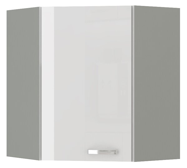 Rohová horní kuchyňská skříňka Brunea 58x58 GN-72 1F (šedá + lesk bílý). 1024988