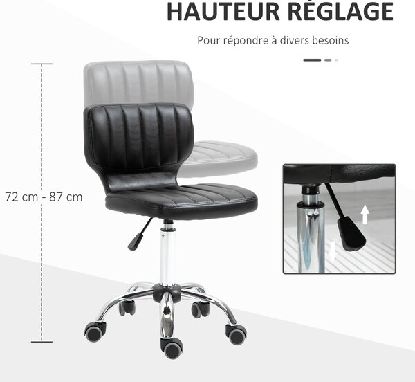 HOMCOM Kolektivní Stolička - 360° otočná pracovní stolička - ergonomická stolička - nastavitelná výška sedáku 47-62 cm - polstrovaný syntetický povrch