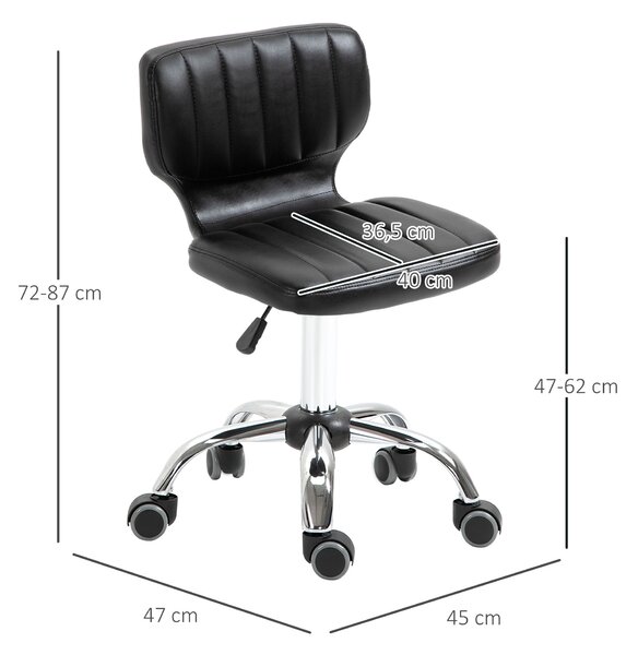 HOMCOM Kolektivní Stolička - 360° otočná pracovní stolička - ergonomická stolička - nastavitelná výška sedáku 47-62 cm - polstrovaný syntetický povrch