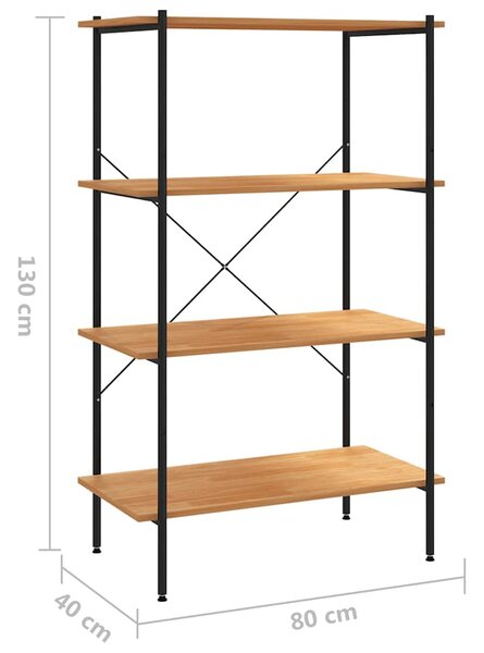 Policový regál se 4 policemi černý a dub 80 x 40 x 130 cm 336344