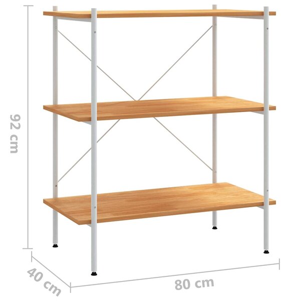 Policový regál se 3 policemi bílý a dub 80 x 40 x 92 cm 336342