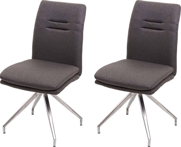 Sada 2 jídelních židlí HWC-H70, kuchyňská židle polohovací židle, látka/textil nerezová ocel kartáčovaná šedohnědá