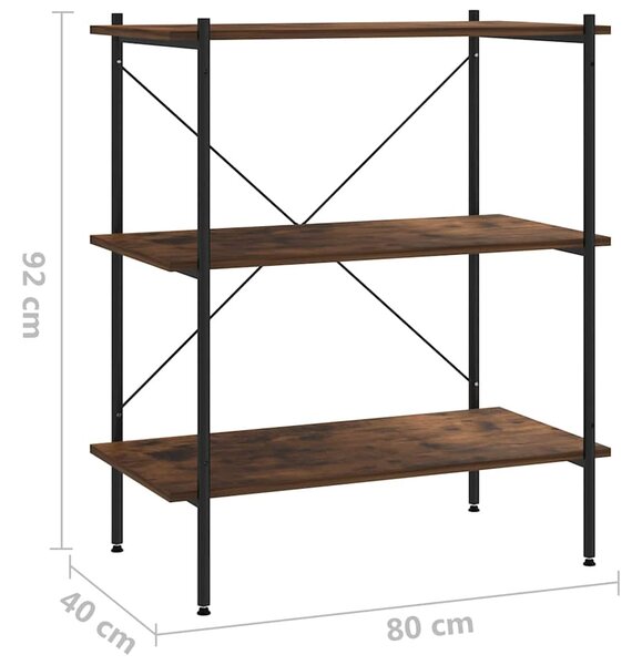 Policový regál se 3 policemi černý a přírodní 80 x 40 x 92 cm 336341