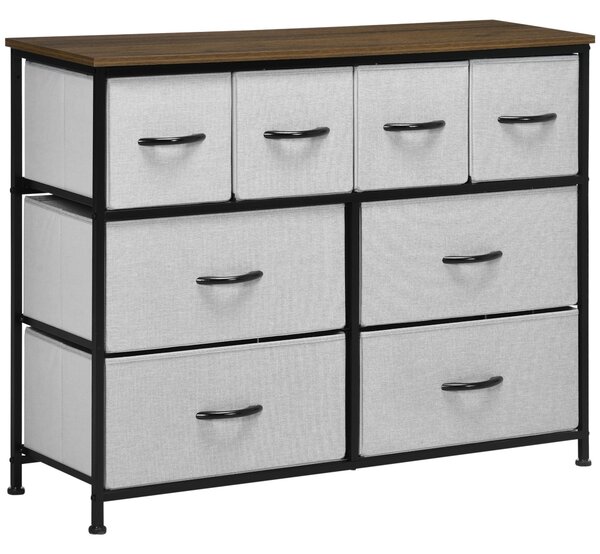 HOMCOM Komoda se 8 zásuvkami, skládací úložná jednotka na tkaniny - černý ocelový rám - 100 x 30 x 78 cm | Aosom