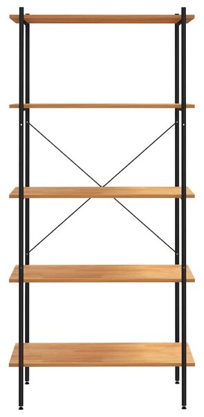 Policový regál s 5 policemi černý a dub 80 x 40 x 163 cm 336348