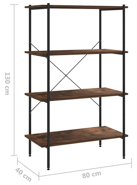 Policový regál se 4 policemi černý a přírodní 80 x 40 x 130 cm 336345