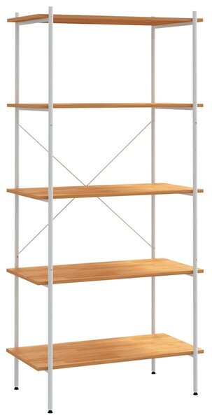 Policový regál s 5 policemi bílý a dub 80 x 40 x 163 cm 336350