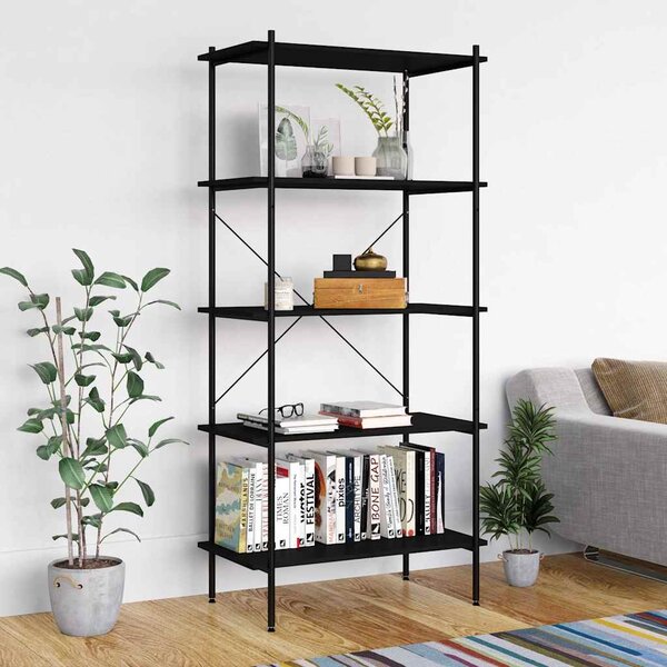 Policový regál s 5 policemi černý 80 x 40 x 163 cm 336347