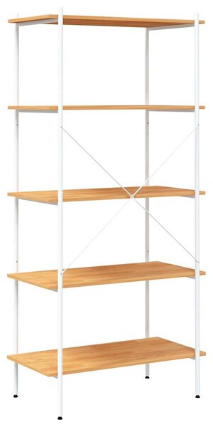 Policový regál s 5 policemi bílý a dub 80 x 40 x 163 cm 336350