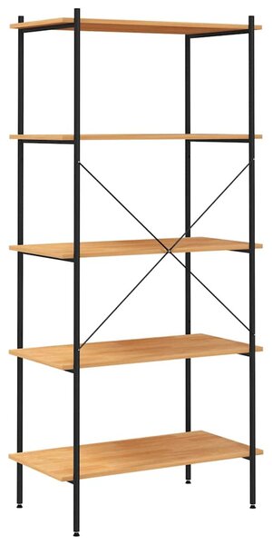 Policový regál s 5 policemi černý a dub 80 x 40 x 163 cm 336348