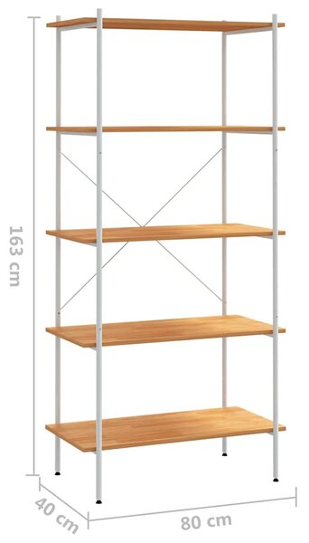 Policový regál s 5 policemi bílý a dub 80 x 40 x 163 cm 336350