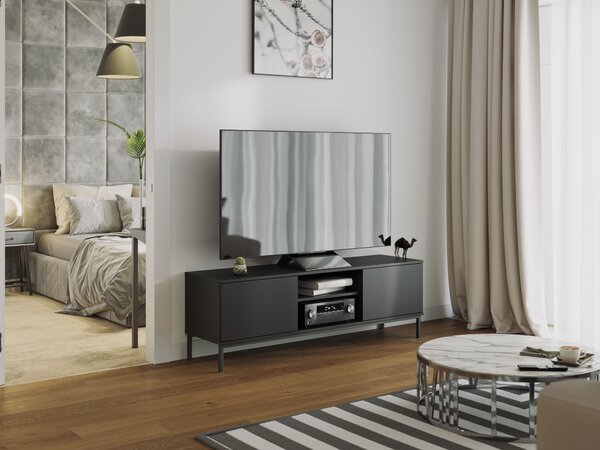 Tv stolek Quebec 2D (černá matná). Akce -25%