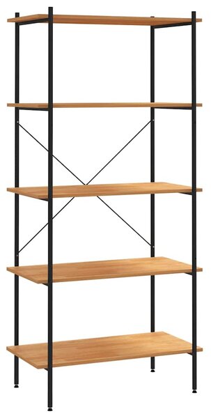 Policový regál s 5 policemi černý a dub 80 x 40 x 163 cm 336348