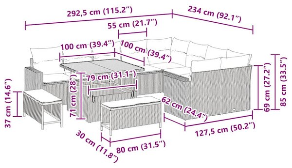 Sada zahradních pohovek 13 ks 12-Počet míst Černá polyratan 3363594