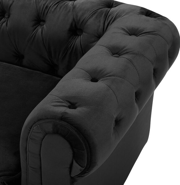 Křeslo CHESTERFIELD Umělý samet Černá